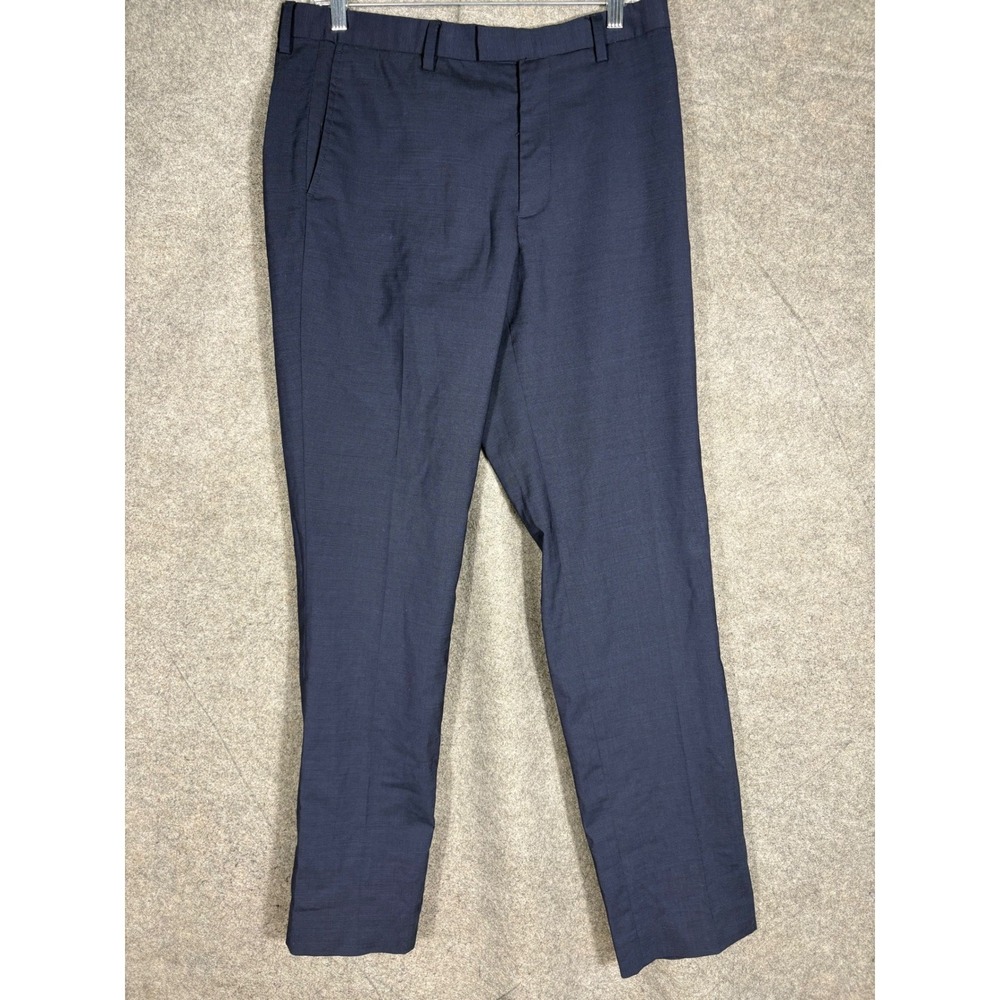 Banana Republic Slim Fit Navy Blue Stretch Wool Dress Pants Mens 32x34 Stain Res